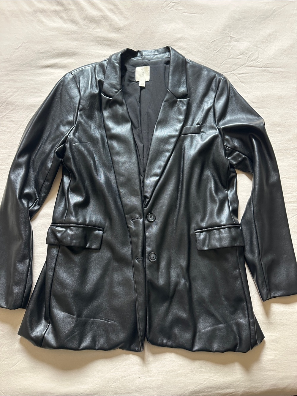 Joie Black Faux Leather Blazer Jacket